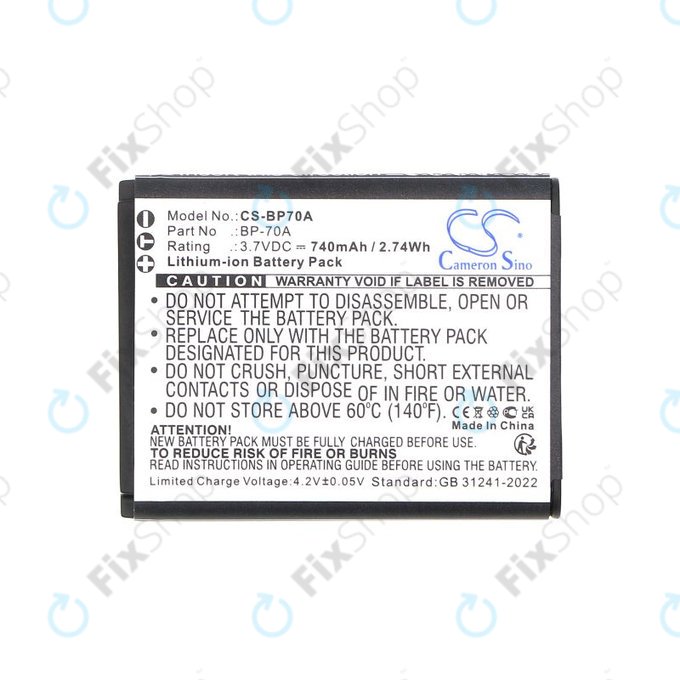 Baterie pro Samsung ES, ST, 740mAh, Li-Ion, 3.7V, BP-70A, HQ