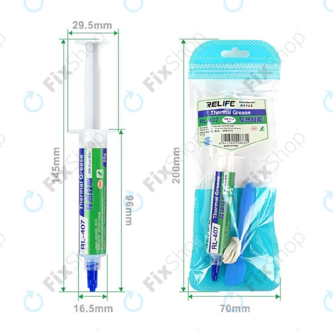 Silikonová teplovodivá pasta Relife RL-407, 6 W/mK, 20g, modrá