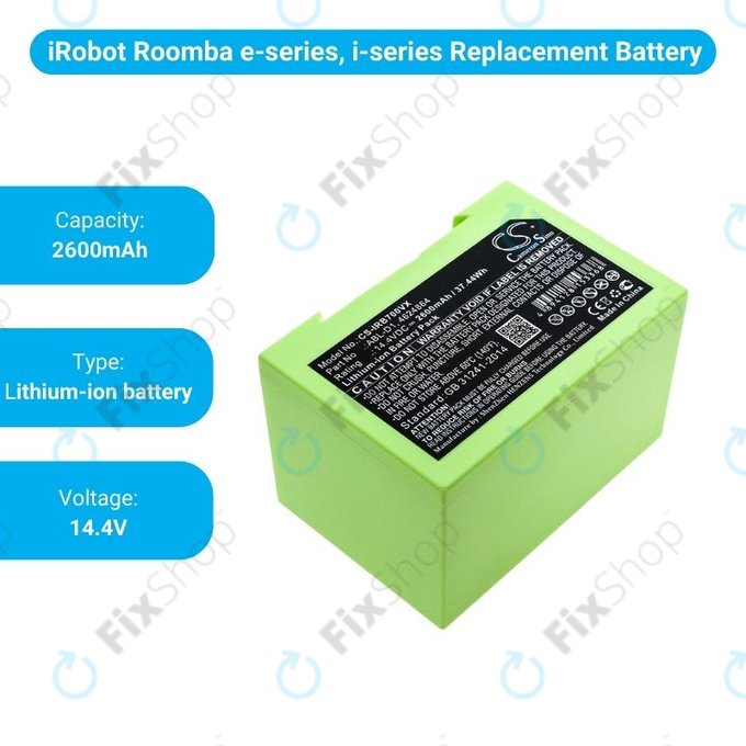 iRobot Roomba e-series, i-series - Baterie ABL-D1, 4624864, ABL-D2 Li-Ion 14.4V 2600mAh HQ