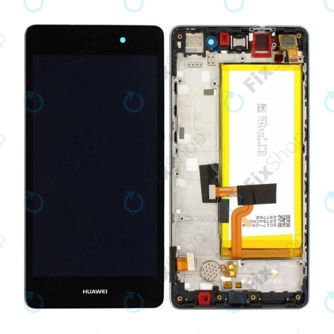 Huawei P8 Lite ALE-L21 - LCD Displej + Dotykové Sklo + Rám + Baterie (Black) - 02350KCW, 02350KCC, 02350KCB, 02350JVD Genuine Service Pack