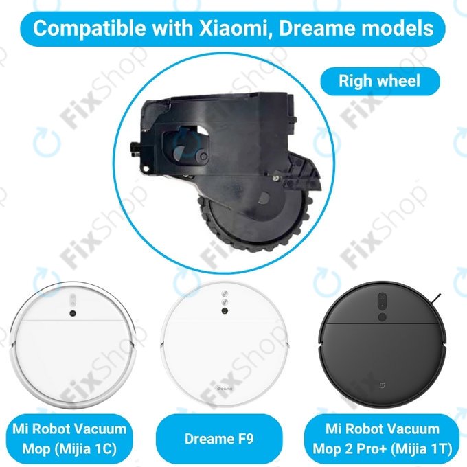 Xiaomi Dreame F9, Mi Robot Vacuum Mop (Mijia 1C), 2 Pro+ (Mijia 1T) - Kolo s Motorem (Pravé) (Černé)