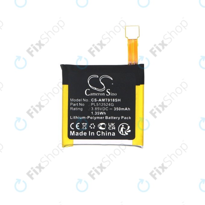 Baterie pro Amazfit A1801, A1808, A1918, T-Rex Verge Lite, 350mAh, Li-Pol, 3.85V, PL512524G, HQ