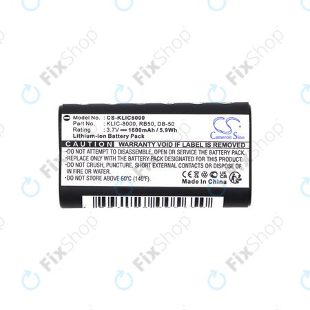 Baterie pro Jay-Tech Jay-Cam I4800, Kodak Easyshare Z1012, 1600mAh, Li-Ion, 3.7V, KLIC-8000, HQ