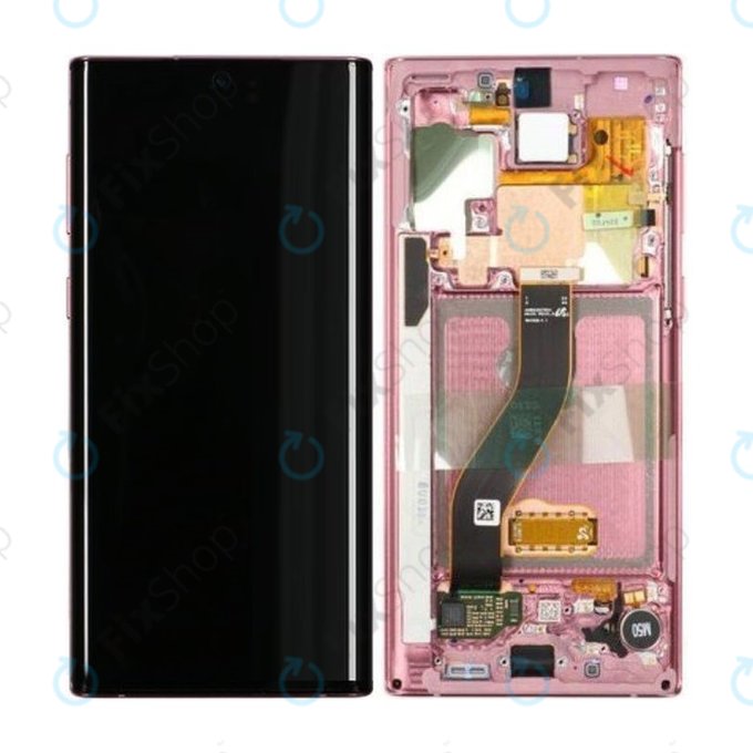 Samsung Galaxy Note 10 - LCD Displej + Dotykové Sklo + Rám (Aura Pink) - GH82-20818F, GH82-20817F Genuine Service Pack