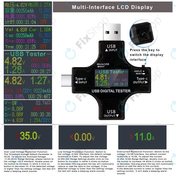 Eversame 2in1 - USB Tester a Multimetr (USB-C a USB 3.0)
