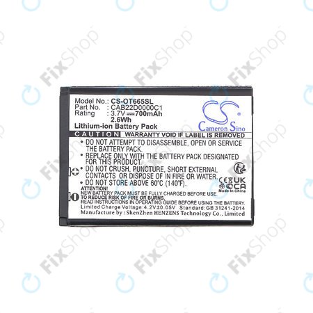 Baterie pro Alcatel One Touch 2010D, 700mAh, Li-ion, 3.7V, CAB22D0000C1, HQ