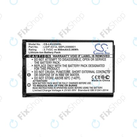 Baterie pro LG T500, 800mAh, Li-Ion, 3.7V, LGIP-531A, HQ