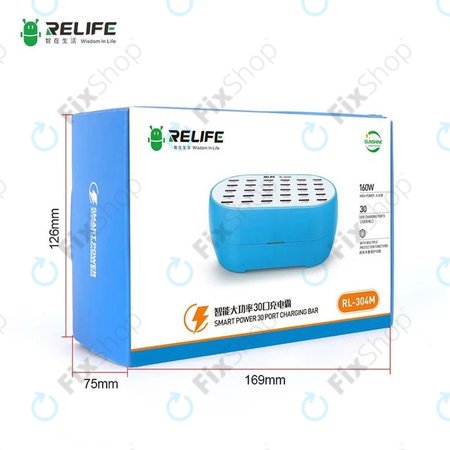 Relife RL-304M - Smart Servisní USB Stanice - 30x USB / 160W