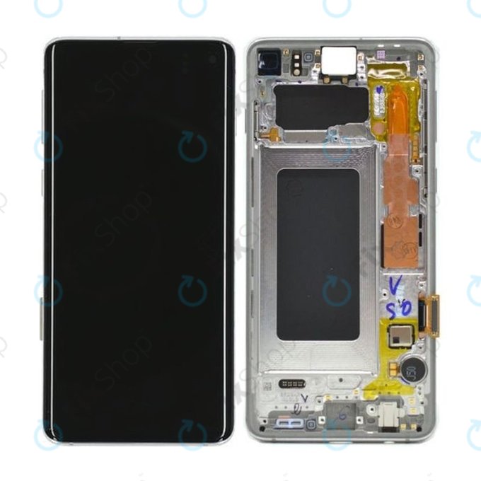 Samsung Galaxy S10 G973F - LCD Displej + Dotykové Sklo + Rám (Silver) - GH82-18850G, GH82-18835G Genuine Service Pack