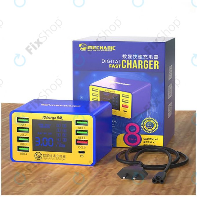 Mechanic iCharge 8M - USB Servisní Nabíjecí Stanice s USB-C a USB 3.0