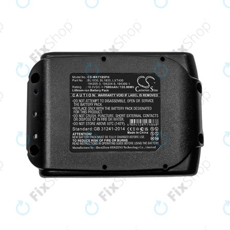 Makita 18V - Baterie BL1830, BL1835, LXT400,194205-3, 194204-5, 194309-1 Li-Ion 18.0V 7500mAh HQ