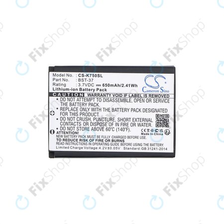 Baterie pro Sony Ericsson, 650mAh, Li-Ion, 3.7V, BST-37, HQ