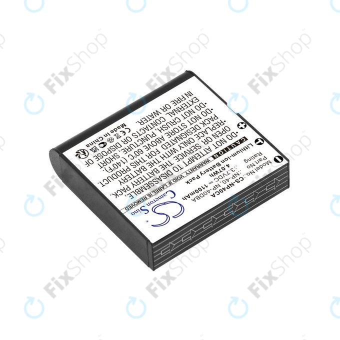 Baterie pro Casio Exilim Ex-FC100, 1100mAh, Li-Ion, 3.7V, NP-40, HQ