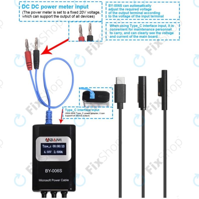 BY-006S - Multifunkční Napájecí Kabel pro Microsoft Surface Book, Go, Laptop, Pro, RT