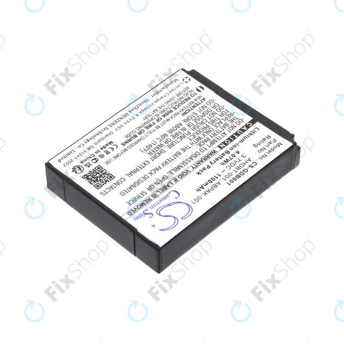 Baterie pro GoPro HD Hero, Hero2, 1100mAh, Li-Ion, 3.7V, AHDBT-001, HQ