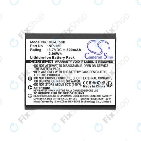 Baterie pro Olympus MJU, Casio Exilim, Kodak PIXPRO, 800mAh, Li-Ion, 3.7V, NP-150, HQ