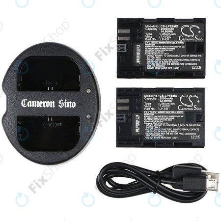 Baterie 2 ks s nabíječkou pro Canon EOS 5D Mark II, EOS 7D, 2000mAh, Li-Ion, 7.4V, LP-E6, HQ