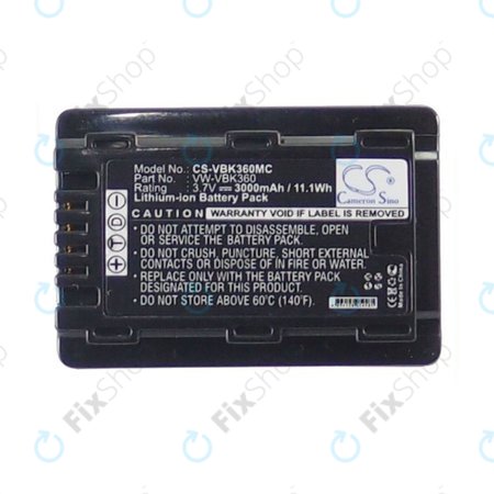Baterie pro Panasonic HC, HDC, SDR, 3000mAh, Li-Ion, 3.7V, VW-VBK360, HQ