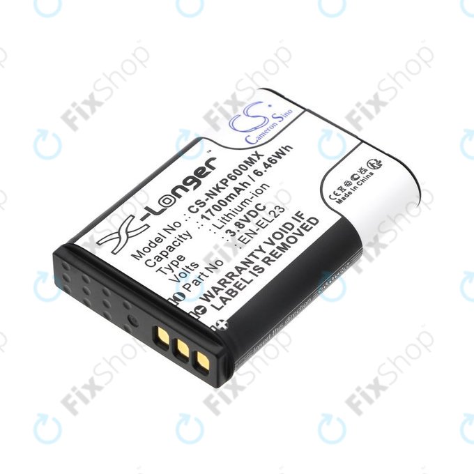 Baterie pro Nikon Coolpix, 1700mAh, Li-Ion, 3.8V, EN-EL23, HQ