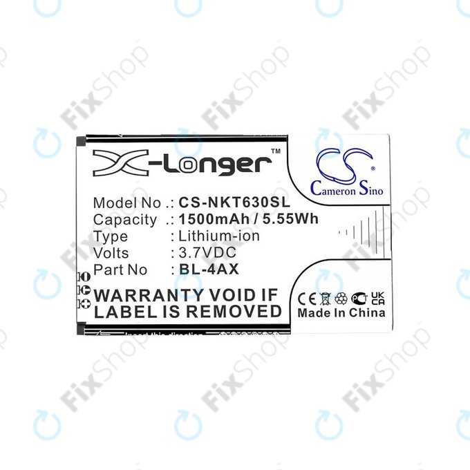 Baterie pro Nokia 6300 4G, Nokia 8000 4G, 1500mAh, Li-Ion, 3.7V, BL-4AX, HQ
