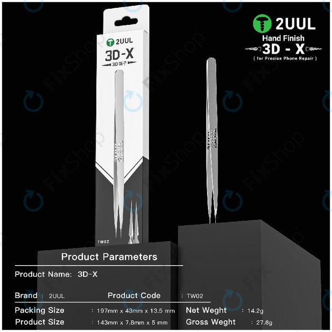 Přesná pinzeta, 3D-X ručně opracovaná, 2UUL TW02