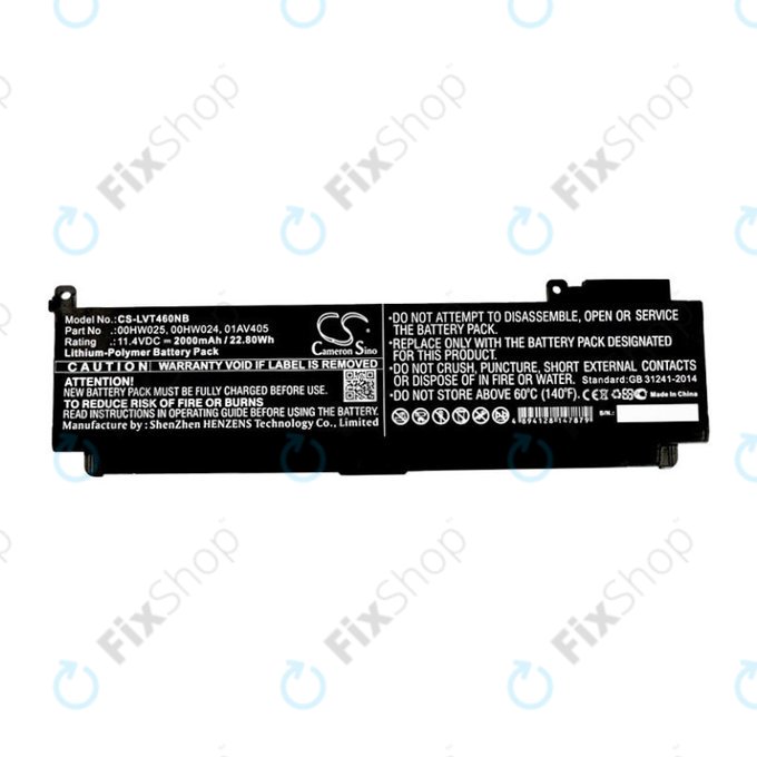Baterie pro Lenovo ThinkPad T460S, T470S, 2000mAh, Li-Pol, 11.4V, 00HW025, HQ