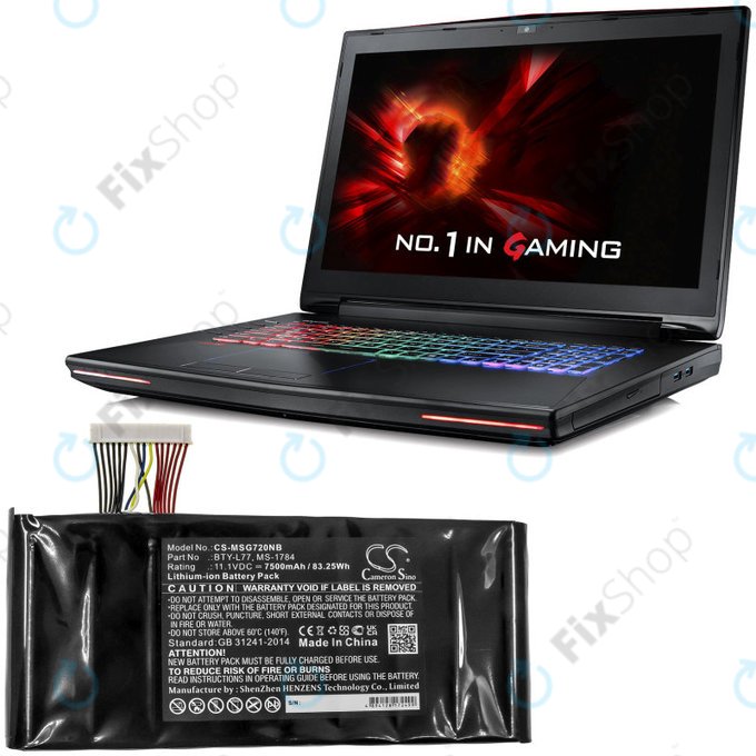 Baterie pro MSI GT72, MSI WT72, 7500mAh, Li-Ion, 11.1V, BTY-L77, HQ