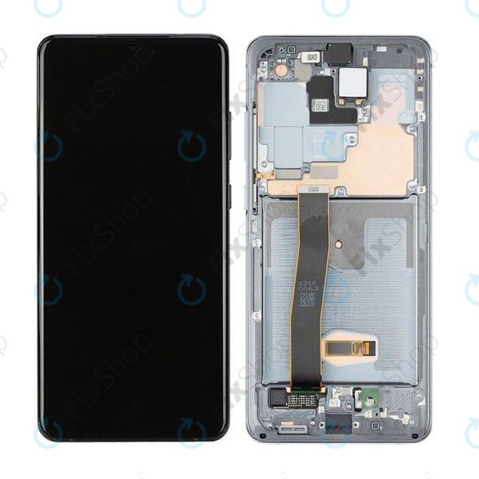 Samsung Galaxy S20 Ultra G988F - LCD Displej + Dotykové Sklo + Rám + Přední Kamera (Cosmic Gray) - GH82-22271B, GH82-22327B Genuine Service Pack