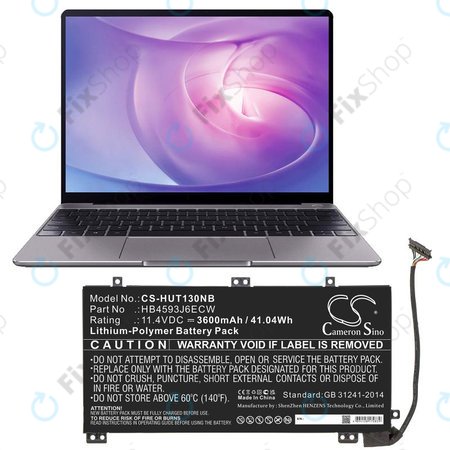 Baterie pro Huawei MateBook 13, 13 i7, 3600mAh, Li-Pol, 11.4V, HB4593J6ECW, HQ