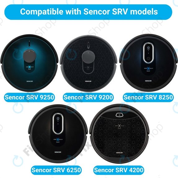Sada náhradních dílů pro Sencor SRV9250, 9200, 8250, 6250, 4200 (2x Hlavní kartáč, 4x Filtr, 4x Boční kartáč, 4x Mopovací útěrka)