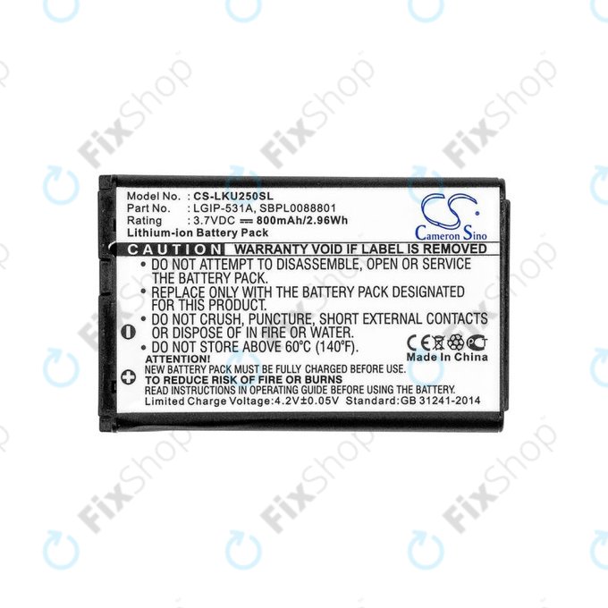 Baterie pro LG T500, 800mAh, Li-Ion, 3.7V, LGIP-531A, HQ