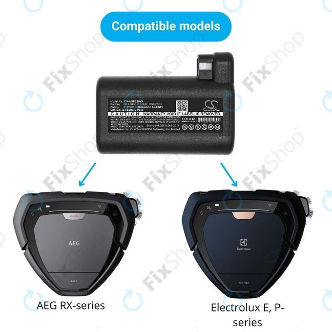AEG RX-series, Electrolux E, P-series - Baterie S91-0400410-SU2, OSBP72LI, OSBP72LI25 Li-Ion 2000mAh HQ