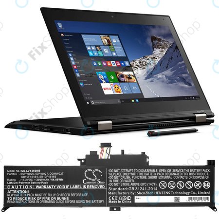 Baterie pro Lenovo ThinkPad Yoga 260, 2900mAh, Li-Ion, 15.2V, 00HW026, HQ