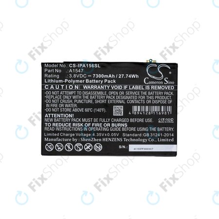 Apple iPad Air 2, iPad (6th Gen 2018) - Baterie A1547 7300mAh HQ