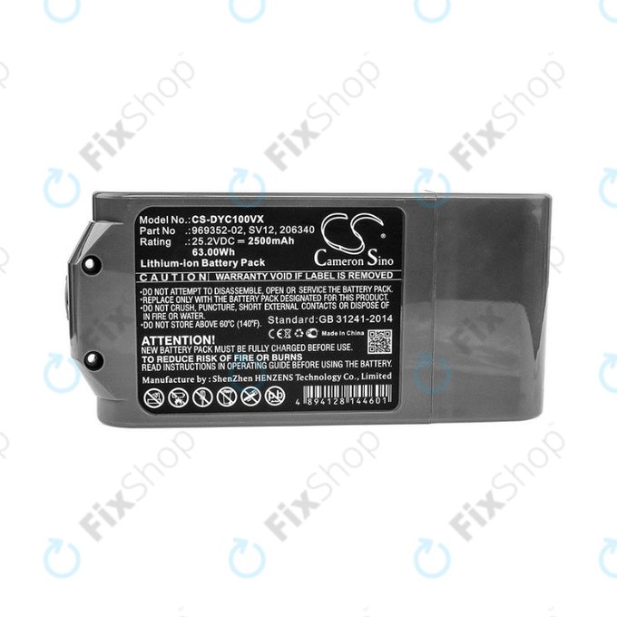 Dyson V10 - Baterie 969352-02, SV12, 206340 Li-Ion 25.2V 2500mAh HQ