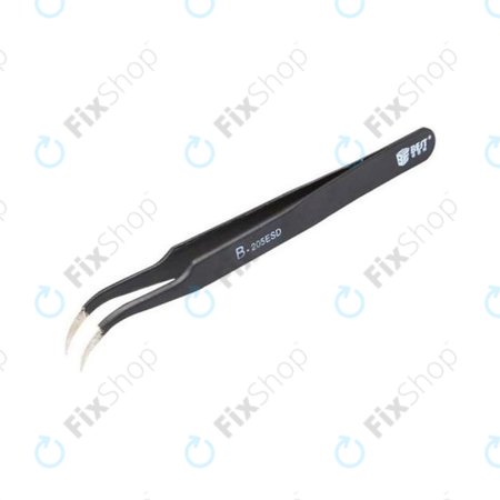 Best B-205ESD - ESD Kovová Pinzeta s Přehnutou Špičkou (117mm)