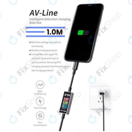 AV-Line - Smart Detekční Nabíjecí Kabel (USB-C - USB-C)