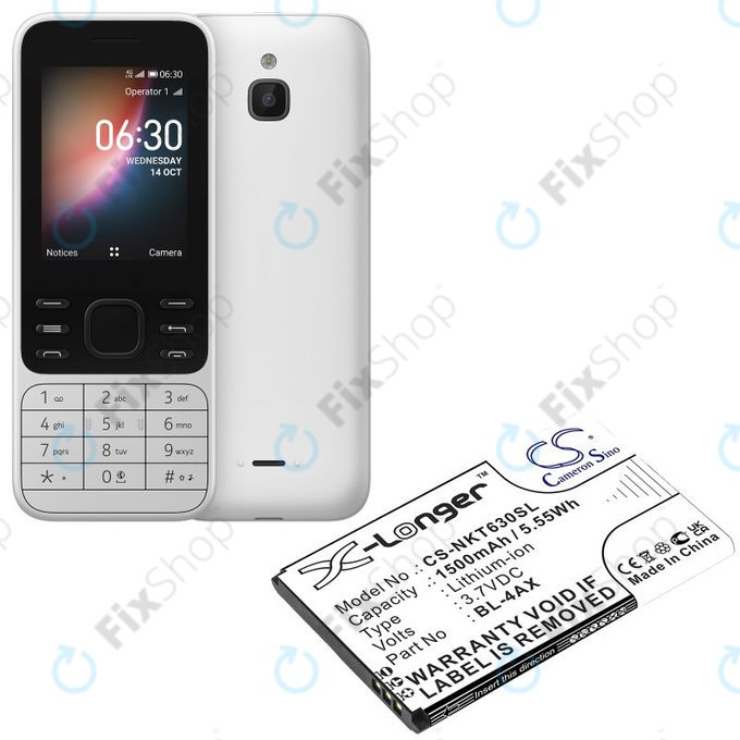 Baterie pro Nokia 6300 4G, Nokia 8000 4G, 1500mAh, Li-Ion, 3.7V, BL-4AX, HQ
