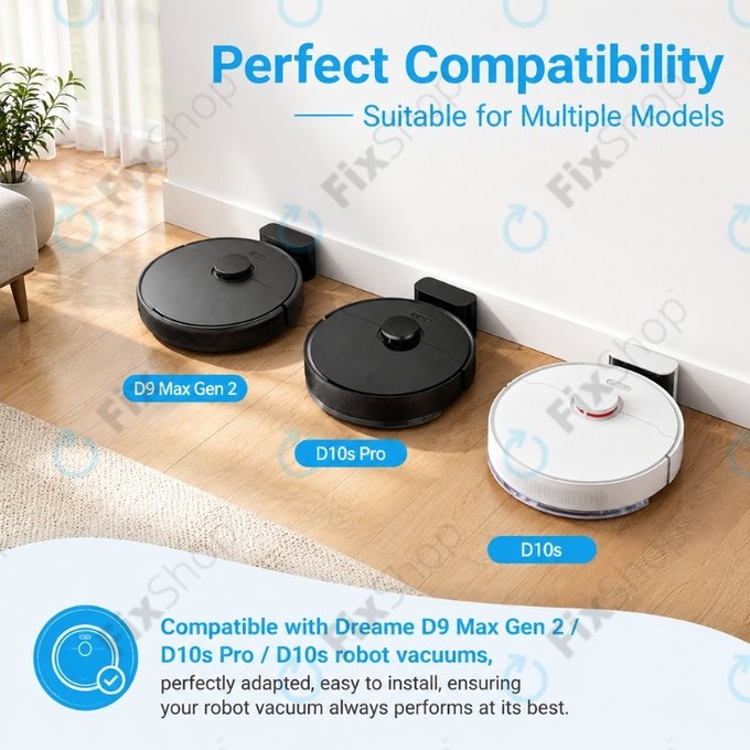 Sada náhradních dílů pro Xiaomi Dreame D9 Max Gen2, D10s, D10s Pro (2x Hlavní kartáč, 4x Filtr, 4x Boční kartáč – černý, 4x Mopovací útěrka)