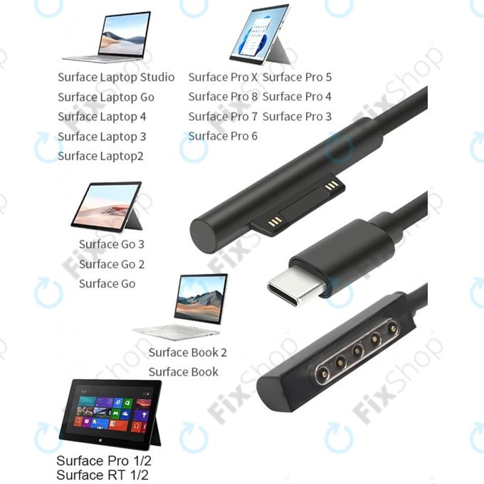 BY-006S - Multifunkční Napájecí Kabel pro Microsoft Surface Book, Go, Laptop, Pro, RT