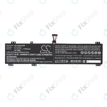 Baterie pro Lenovo Legion 5 15ARH7H, 82RD0002SB, 5100mAh, Li-Pol, 15.44V, L21C4PC1, HQ