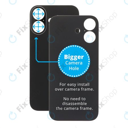 Apple iPhone 17 - Sklo Zadního Housingu se Zvětšeným Otvorem na Kameru (Black)