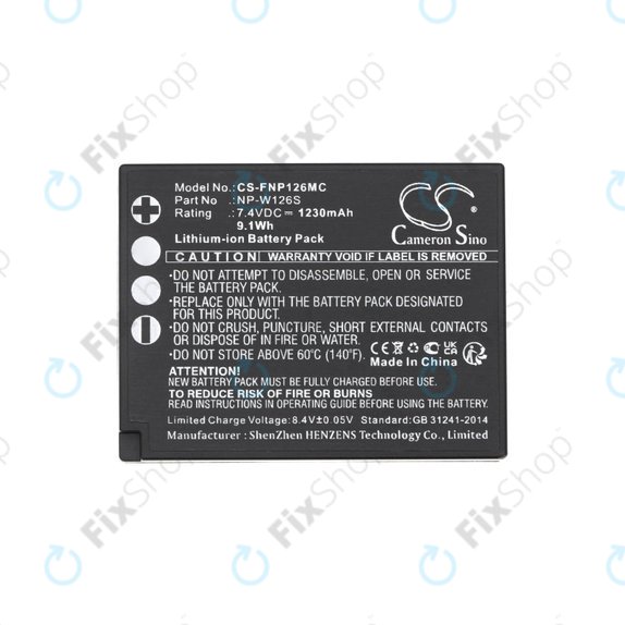 Baterie pro Fujifilm Finepix Hs30, X-T30, 1230mAh, Li-Ion, 7.4V, NP-W126S, HQ