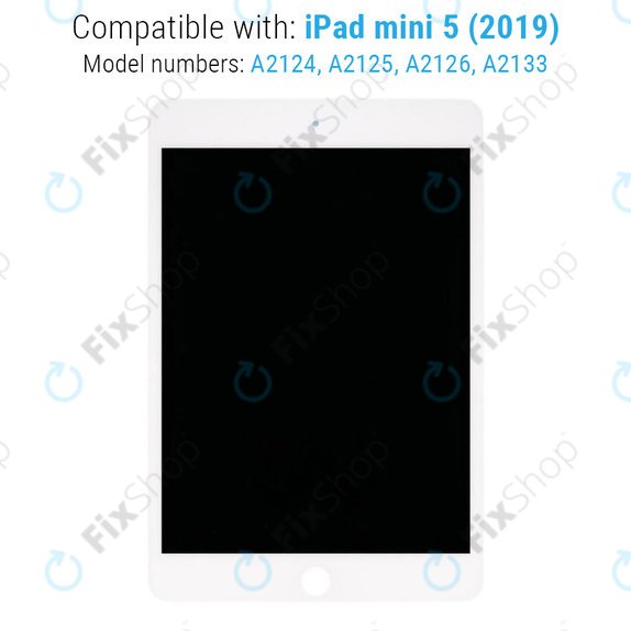 LCD Displej pro iPad Mini 5, White, Dotykové sklo bez rámu, Refurbished