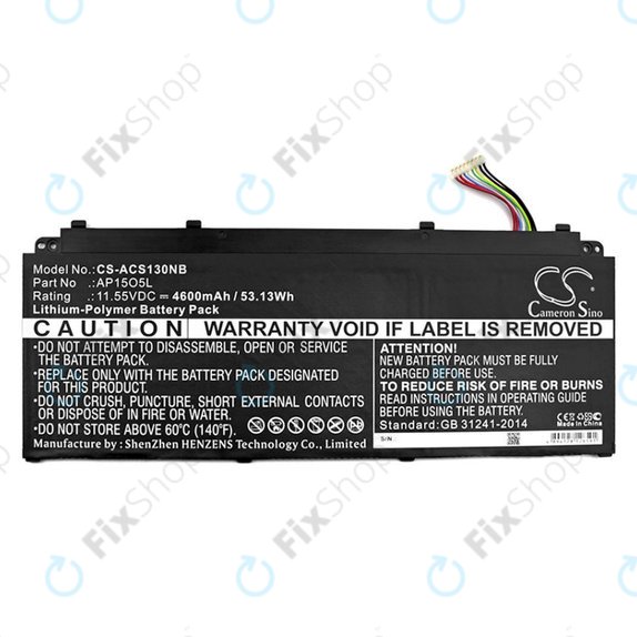 Baterie pro Acer Aspire S13, Chromebook R13, 4600mAh, Li-Pol, 11.55V, AP15O3K, HQ