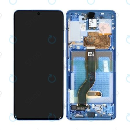 Samsung Galaxy S20 Plus G985F - LCD Displej + Dotykové Sklo + Rám (Aura Blue) - GH82-22134H, GH82-22145H Genuine Service Pack