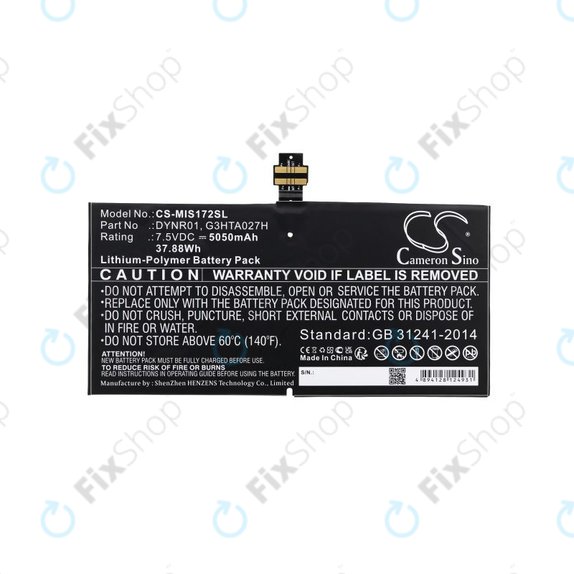 Baterie pro Microsoft Surface Pro 4, 5050mAh, Li-Pol, 7.5V, DYNR01, HQ
