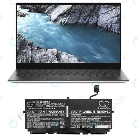 Baterie pro Dell XPS 13 9300, 9380, 9310, 6500mAh, Li-Pol, 7.6V, 2XXFW, HQ