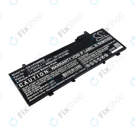 Baterie pro Lenovo ThinkPad T480S, 4600mAh, Li-Pol, 11.58V, 01AV478, HQ