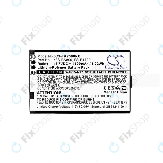 Baterie pro Flysky FA605, FS-GT2B, FS-I10, 1600mAh, Li-Pol, 3.7V, FS-BA800, HQ